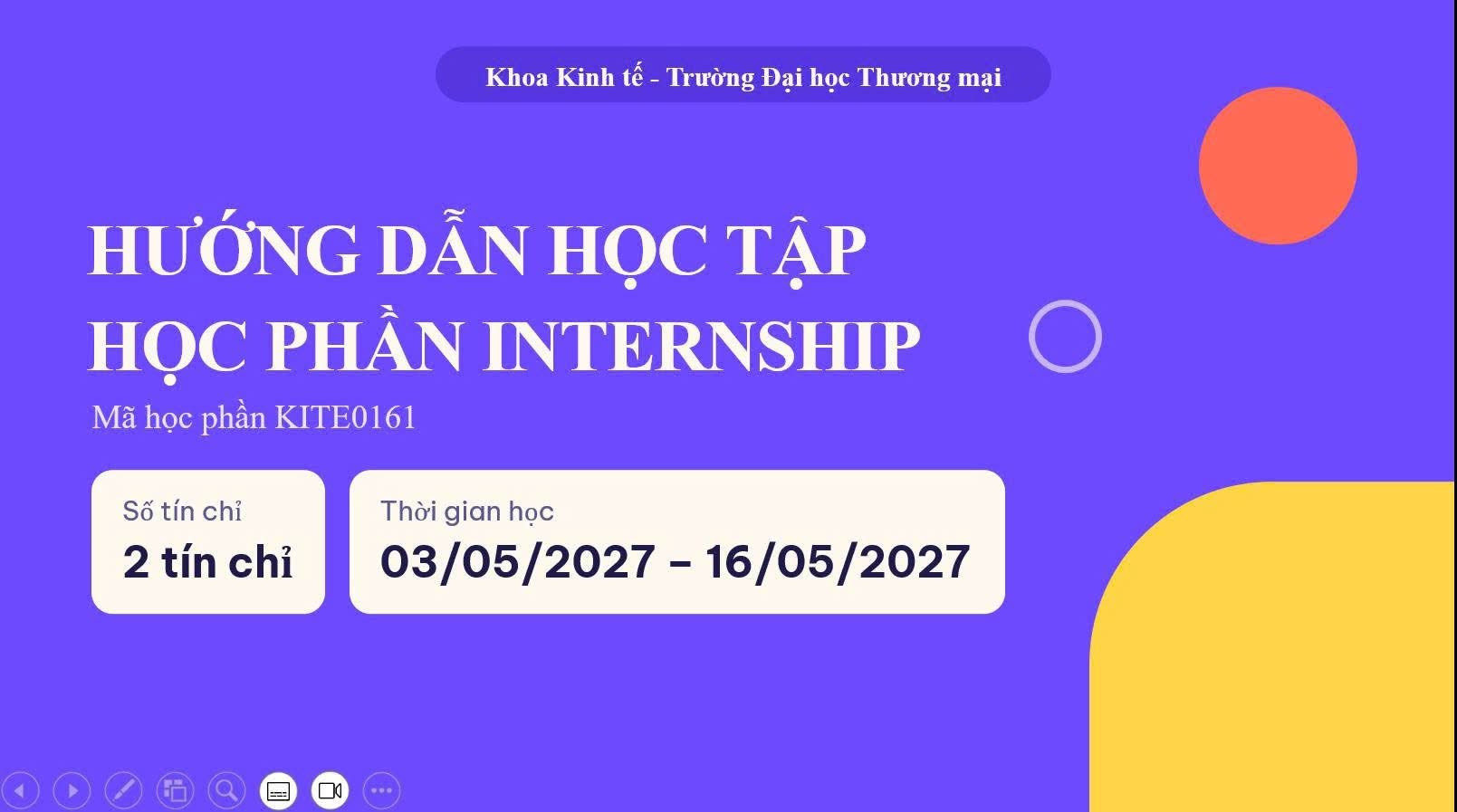 KHOA KINH TẾ HƯỚNG DẪN HỌC TẬP HỌC PHẦN INTERNSHIP CHO SINH VIÊN K61 HỆ IPOP