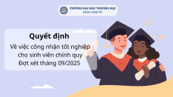 QUYẾT ĐỊNH CÔNG NHẬN TỐT NGHIỆP CHO SINH VIÊN CHÍNH QUY ĐỢT XÉT THÁNG 12/2025